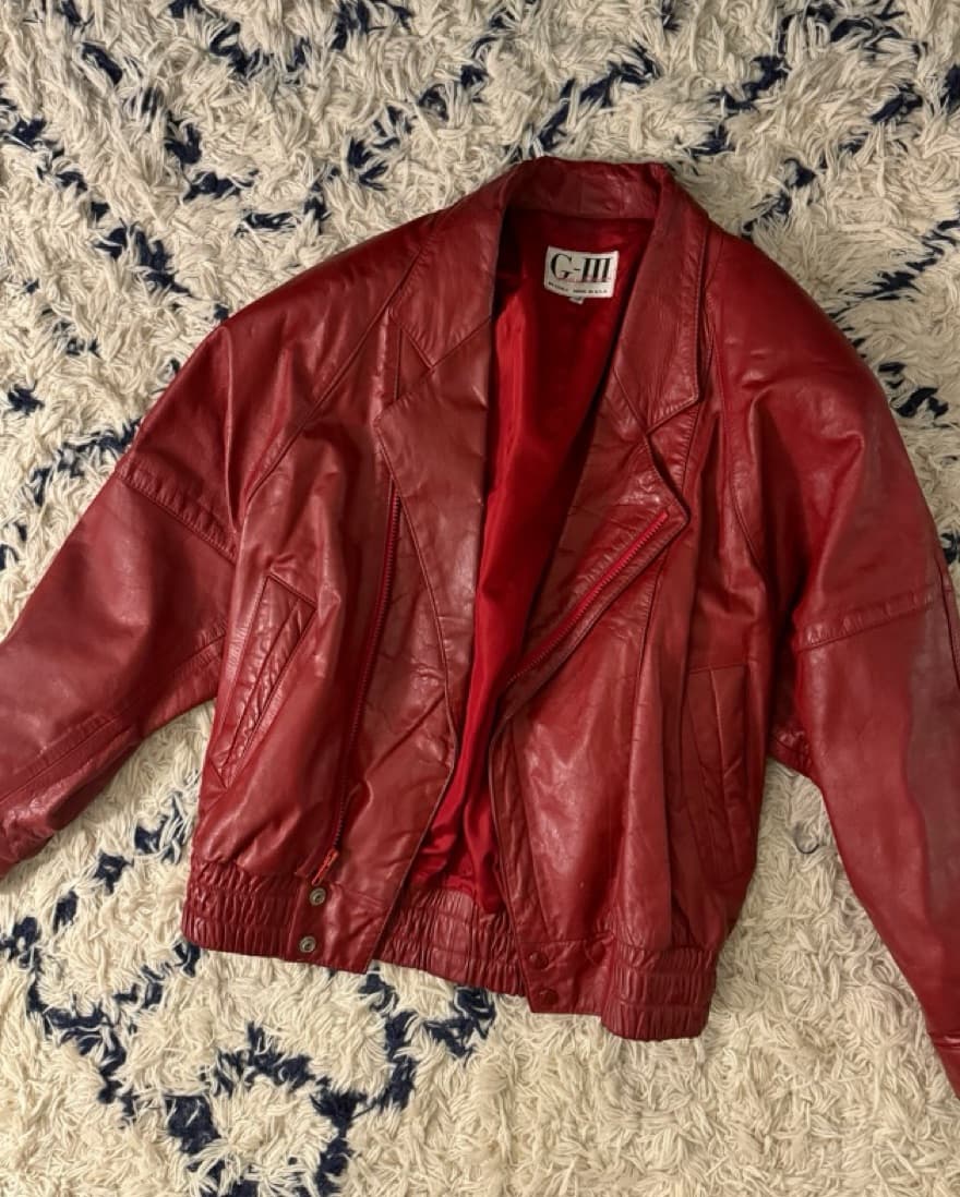 Red Leather Bomber - Image 2