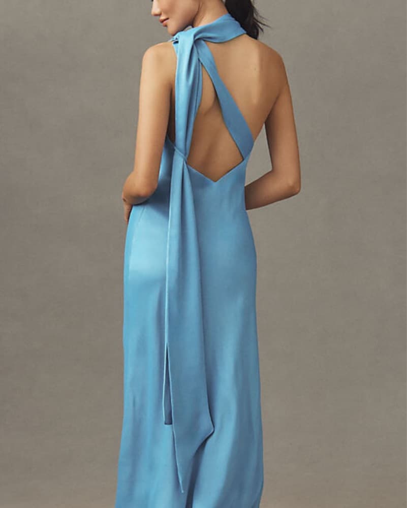 Anthropologie satin tie scarf Midi Dress - Image 3