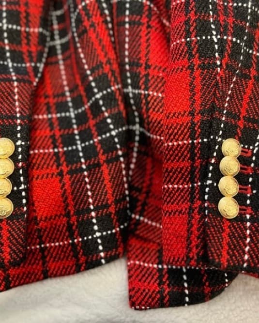 Zara Red and Black Plaid Blazer - Image 4