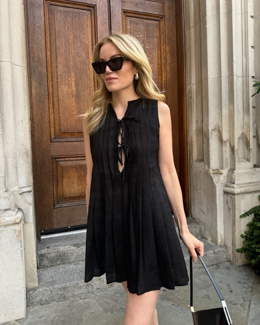 VRG GRL Valeria Linen Mini Dress Black 0 - Image 3