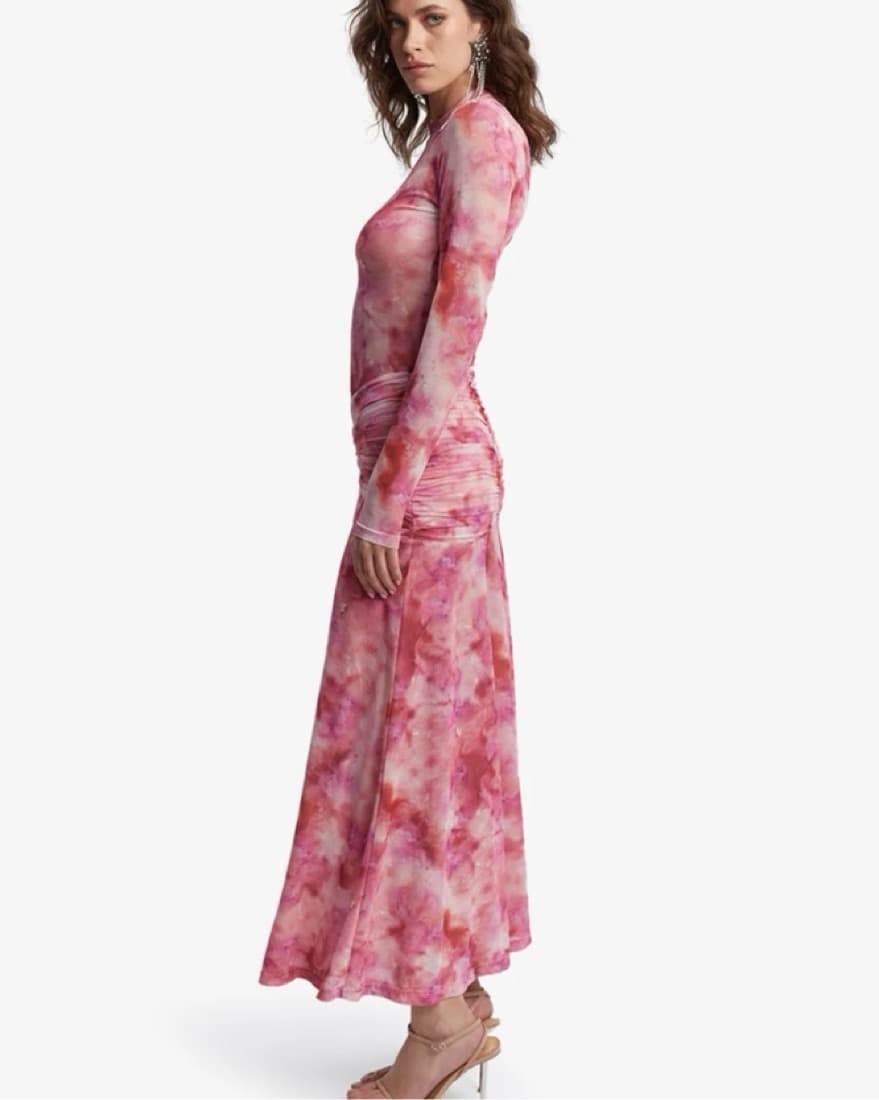 BARDOT Printed Ruched Midi Dress - Image 4
