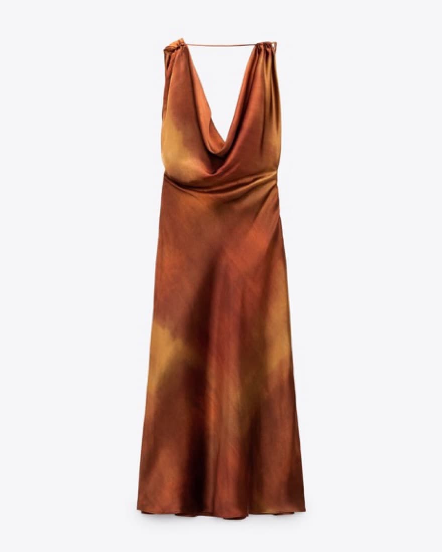 Stunning Rust Colored Draped Dress - Image 1