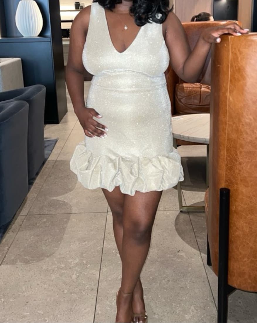 Champagne Gold Club L London Mini Dress - Image 1
