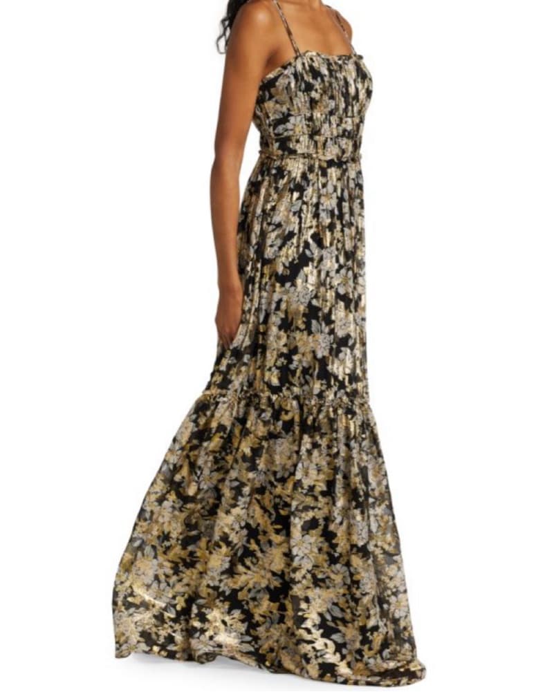 Monique Lhuillier Metallic Chiffon Dress - Image 1