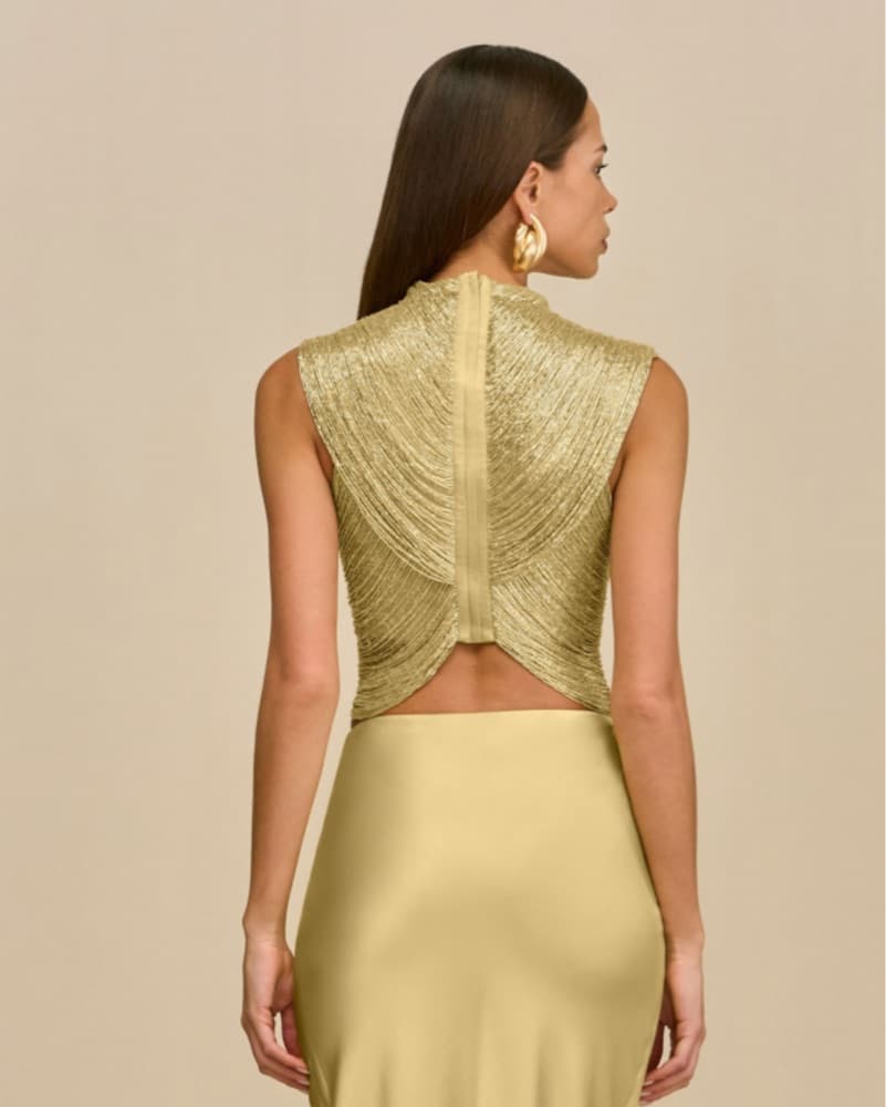 Cult Gaia Haisley Top Beaded Gold - Image 4