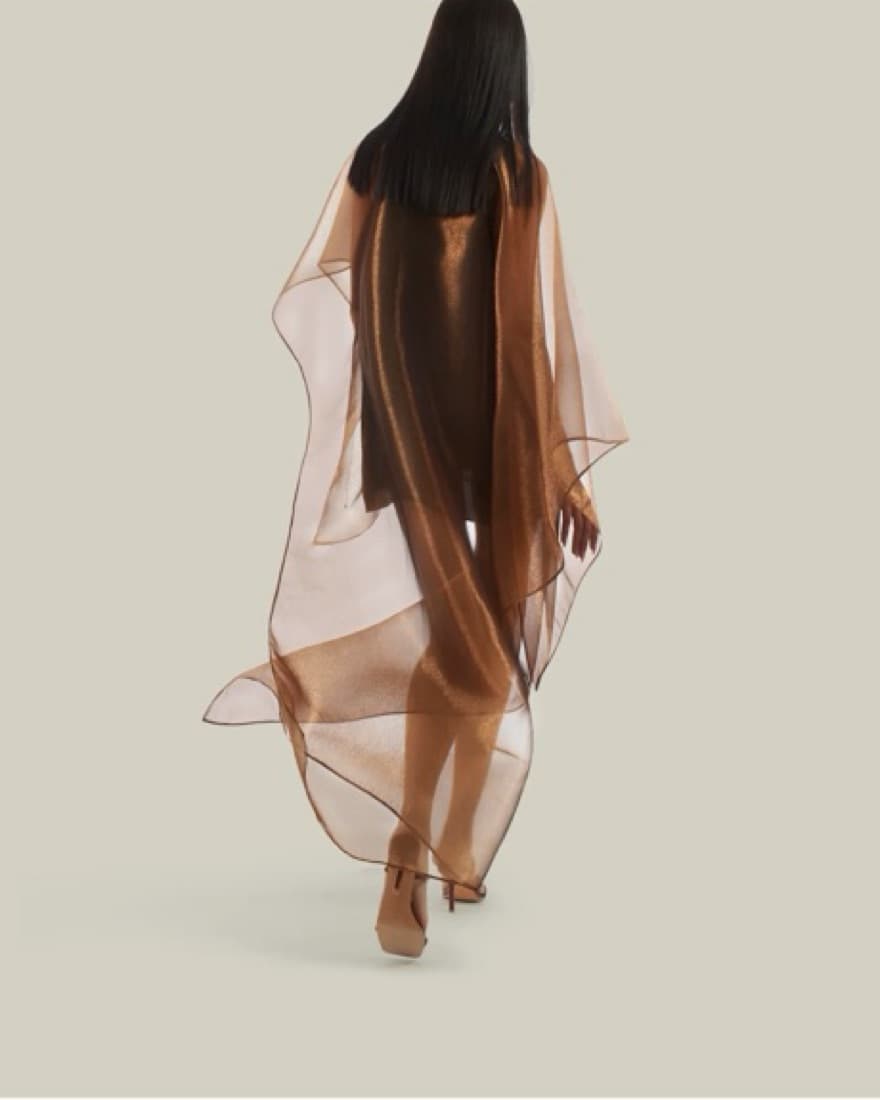 Metallic Caftan Dress In Bronze  - Image 2