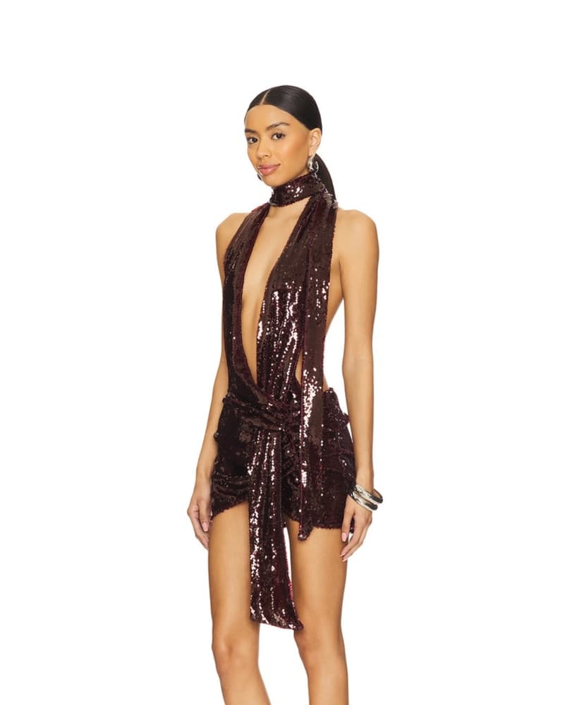 Jaded London Spyro Dress In Burgundy - Image 4