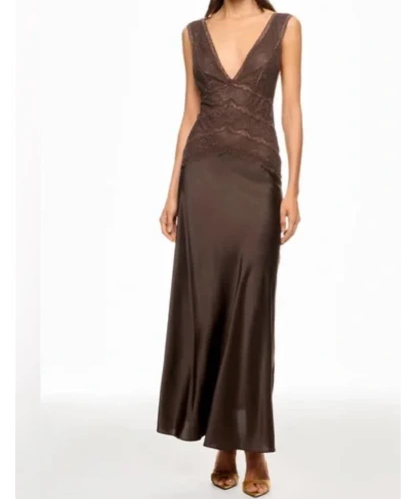 Ronny Kobo Nalla Lace Silk Maxi Brown - Image 1