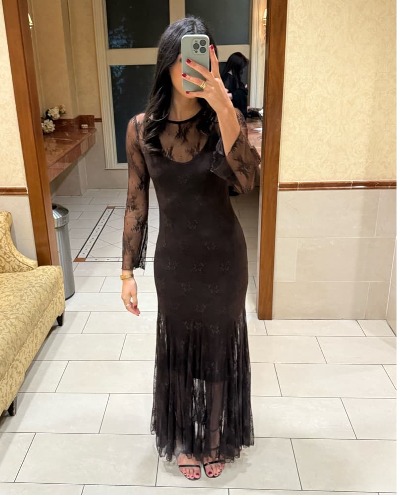 Brown lace dress - Image 2