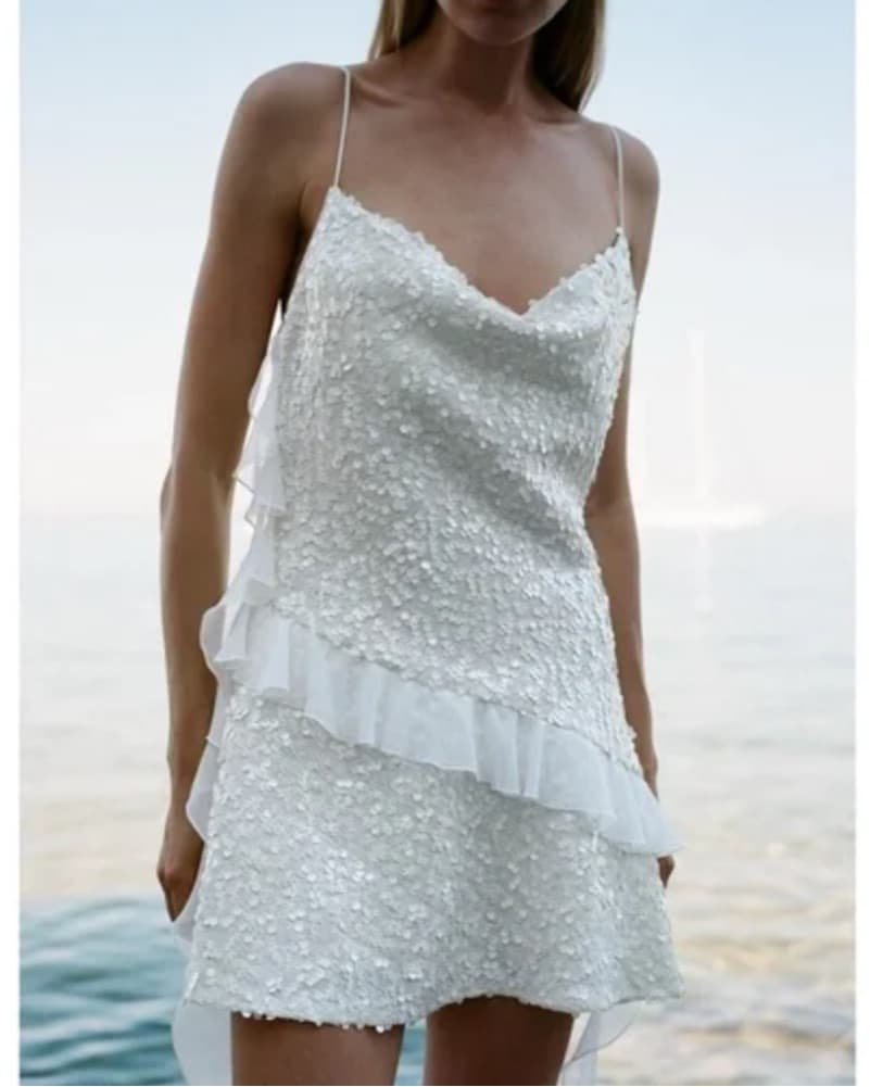 Sparkling Satin Ruffle Dress - Image 2