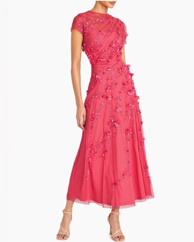 Theia Leona Sequin Midi Dress in Zinnia, - Image 1