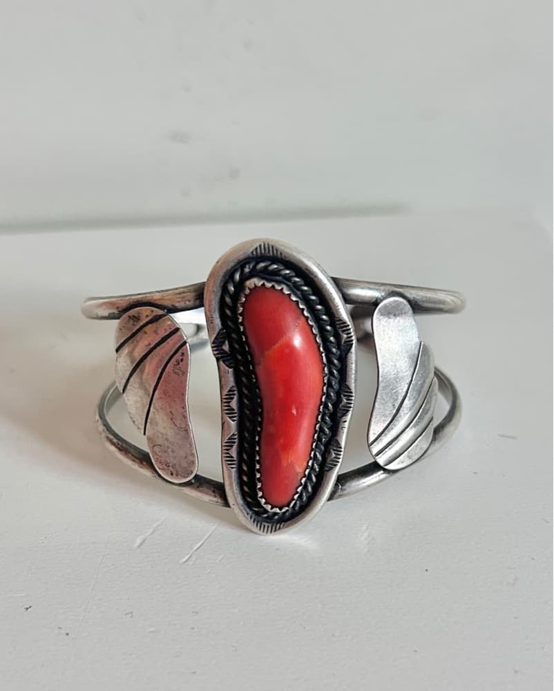 Native American Coral Cuff - Image 1