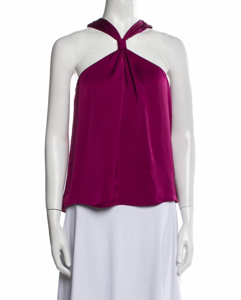 Pink Silk Halter Neck Top  - Image 1
