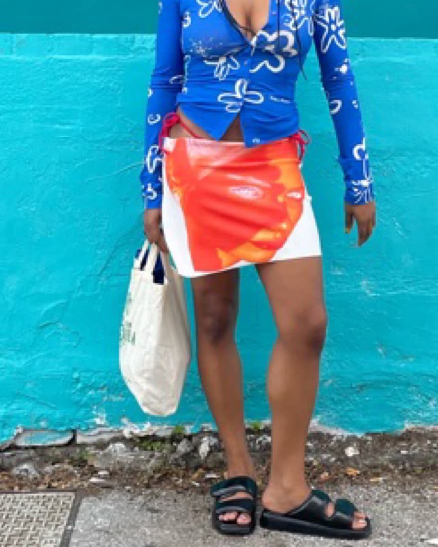 1XBlue Orange Mini Skirt - Image 1