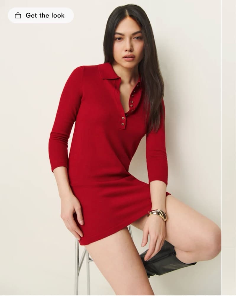 Red Reformation Wool Dress - Image 1