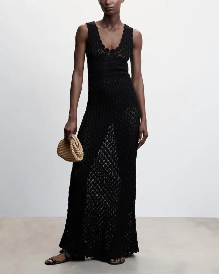 Black Crochet Dress - Image 1