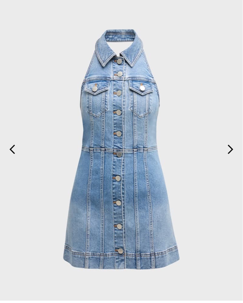 Denim Halter Mini Dress - Image 1