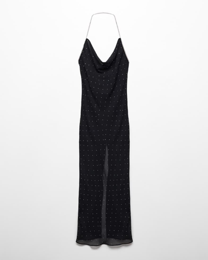 Mango Draped-neck rhinestone dress - Image 2