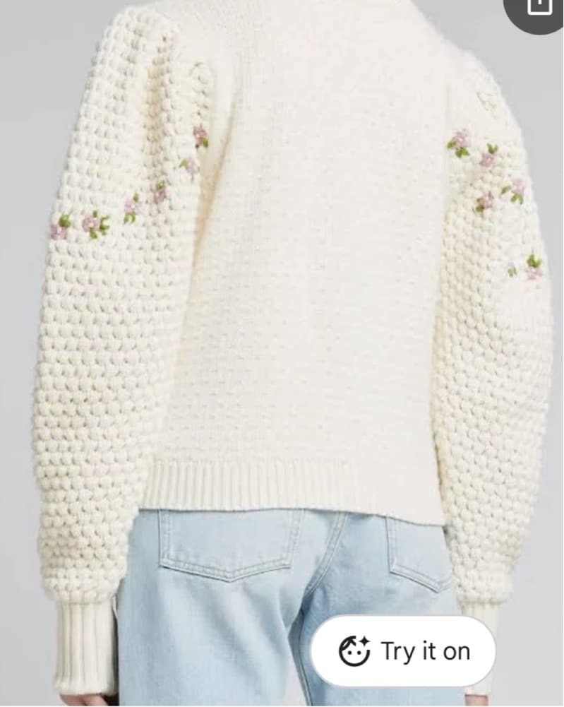 Delicate Floral Embroidered Sweater - Image 2