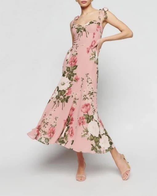 Elegant Floral Midi Dress - Image 1