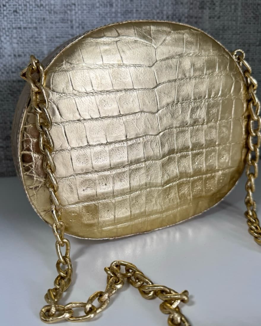 Nancy Gonzalez Gold Croc Clutch - Image 6