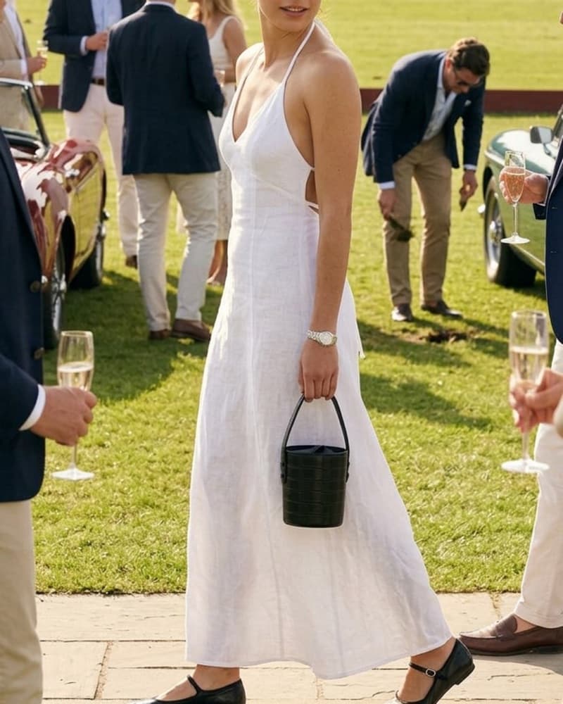 Elegant Kookai Linen Halter Maxi Dress - Image 1
