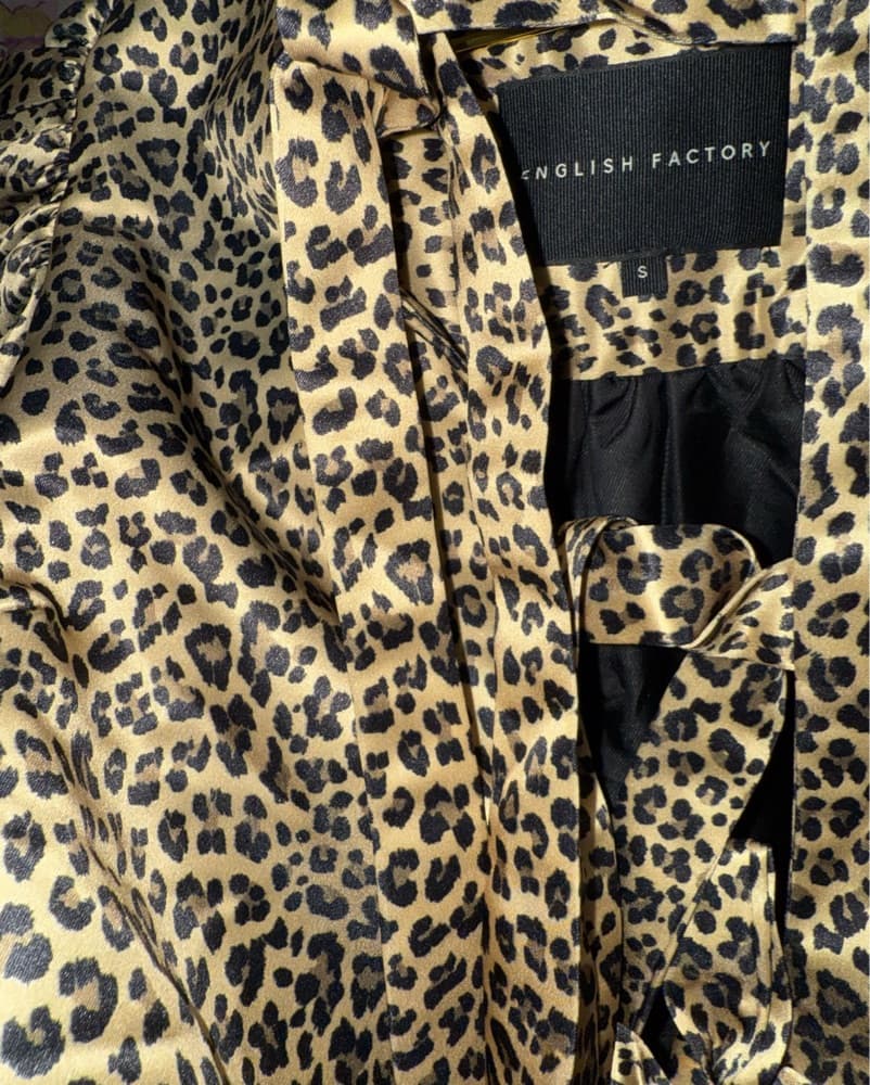Cheetah Top Puff Sleeve Tie Front - Image 3