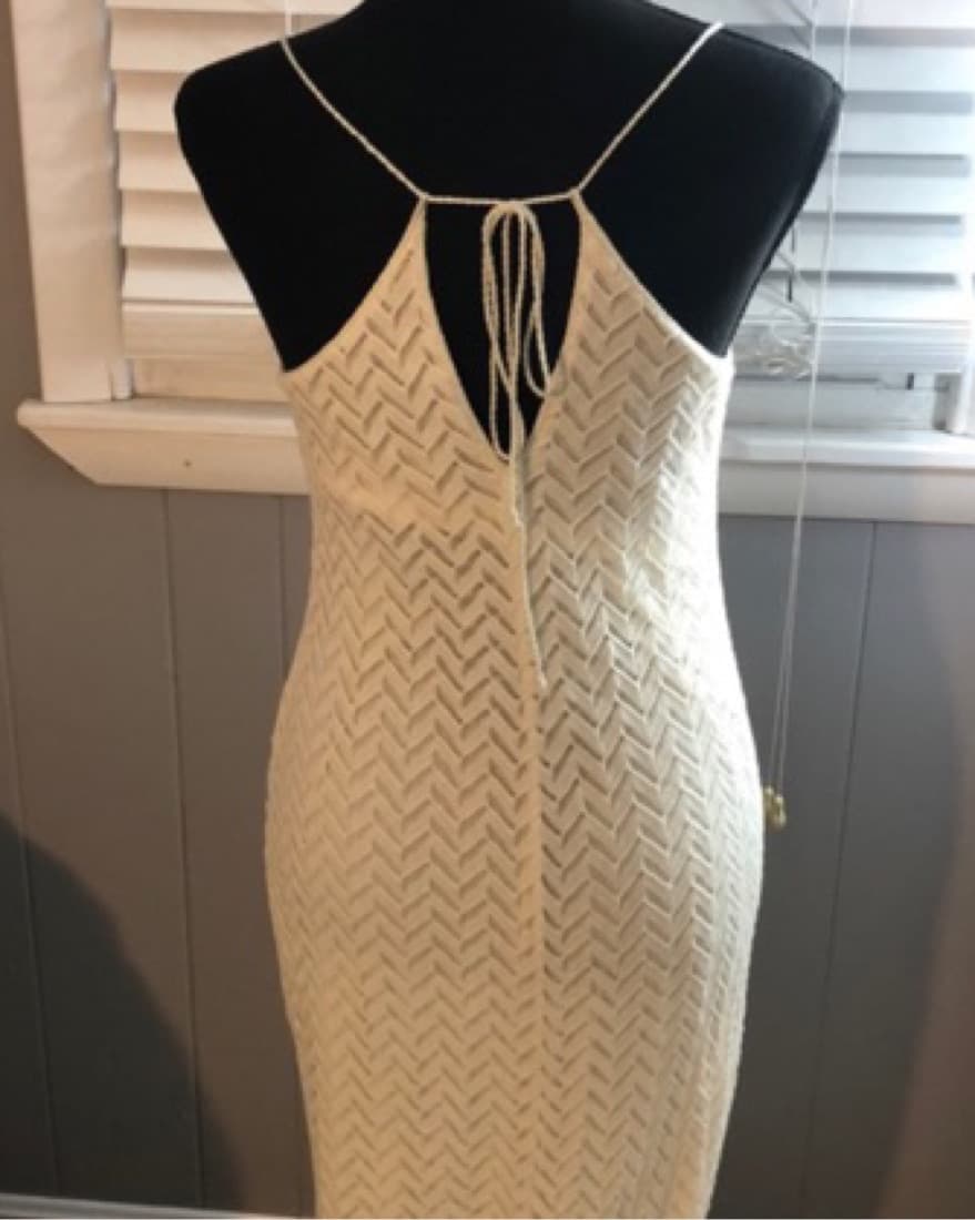 White Crochet Dress W/Slip - Image 2