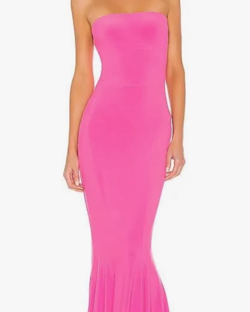 Norma Kamali Pink Fishtail Maxi Dress - Image 1