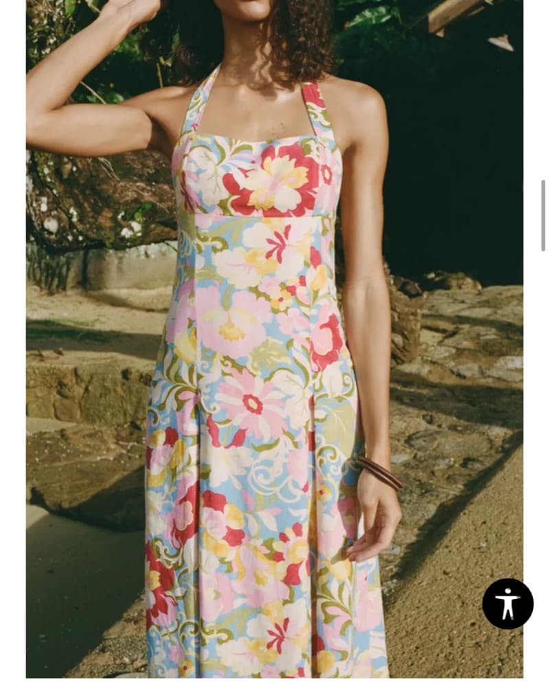 Zara Printed Linen Midi Dress  - Image 2