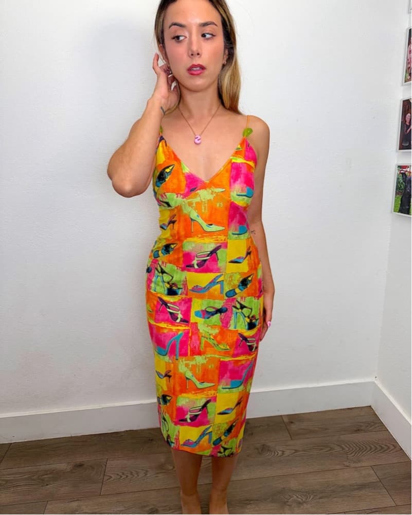 Vibrant Shoe Print Midi Dress - Image 1