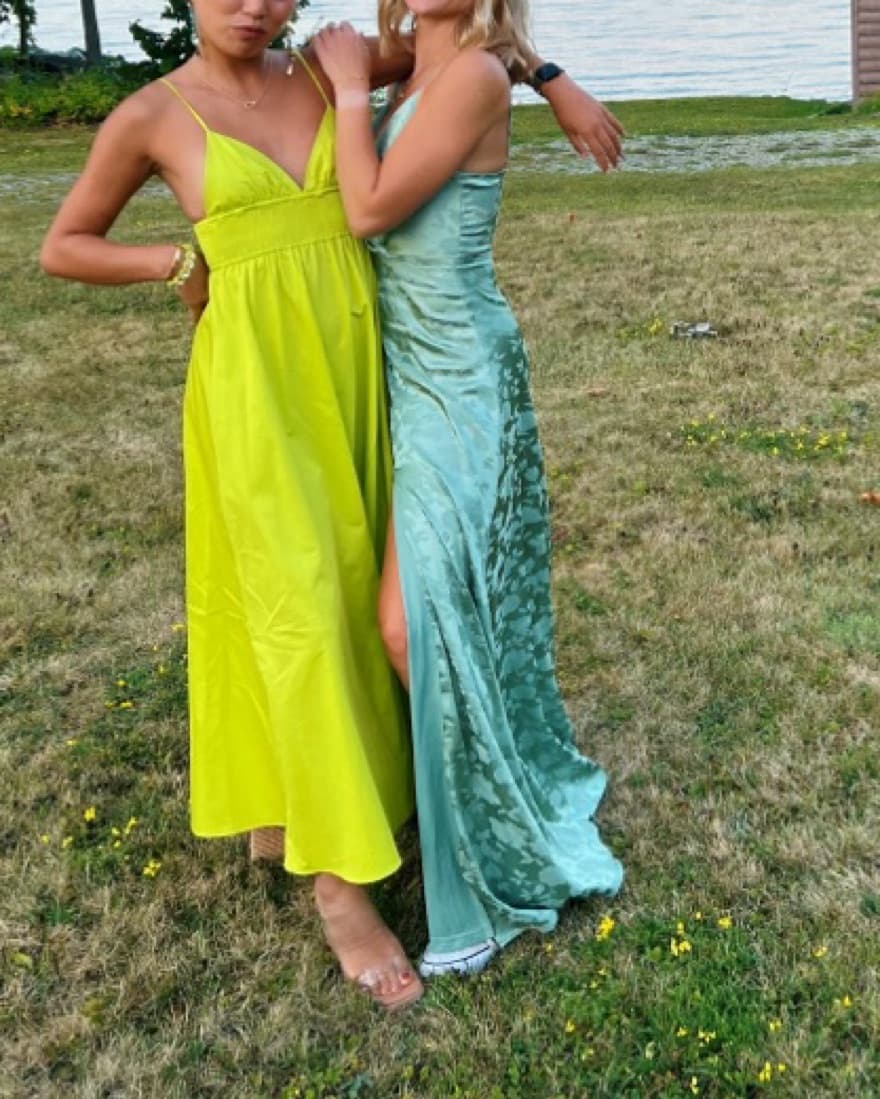 Bright Green Spaghetti Strap Dress - Image 1
