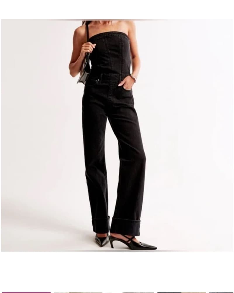Abercrombie black Denim Jumpsuit  - Image 1