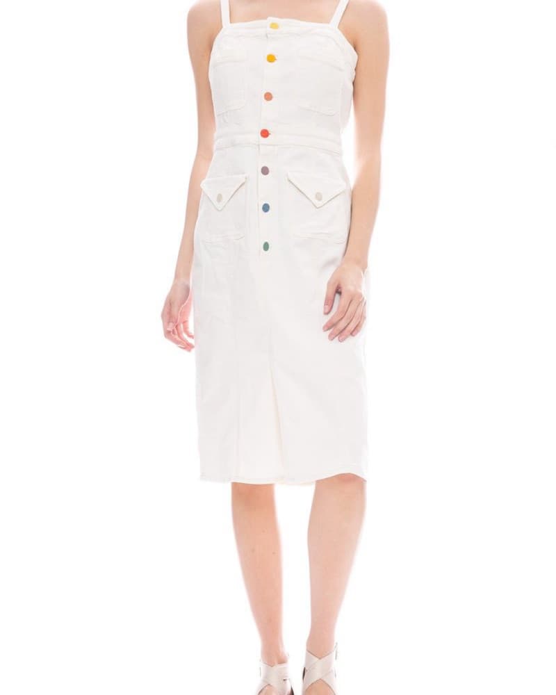 MOTHER White Midi Denim Dress - Image 1