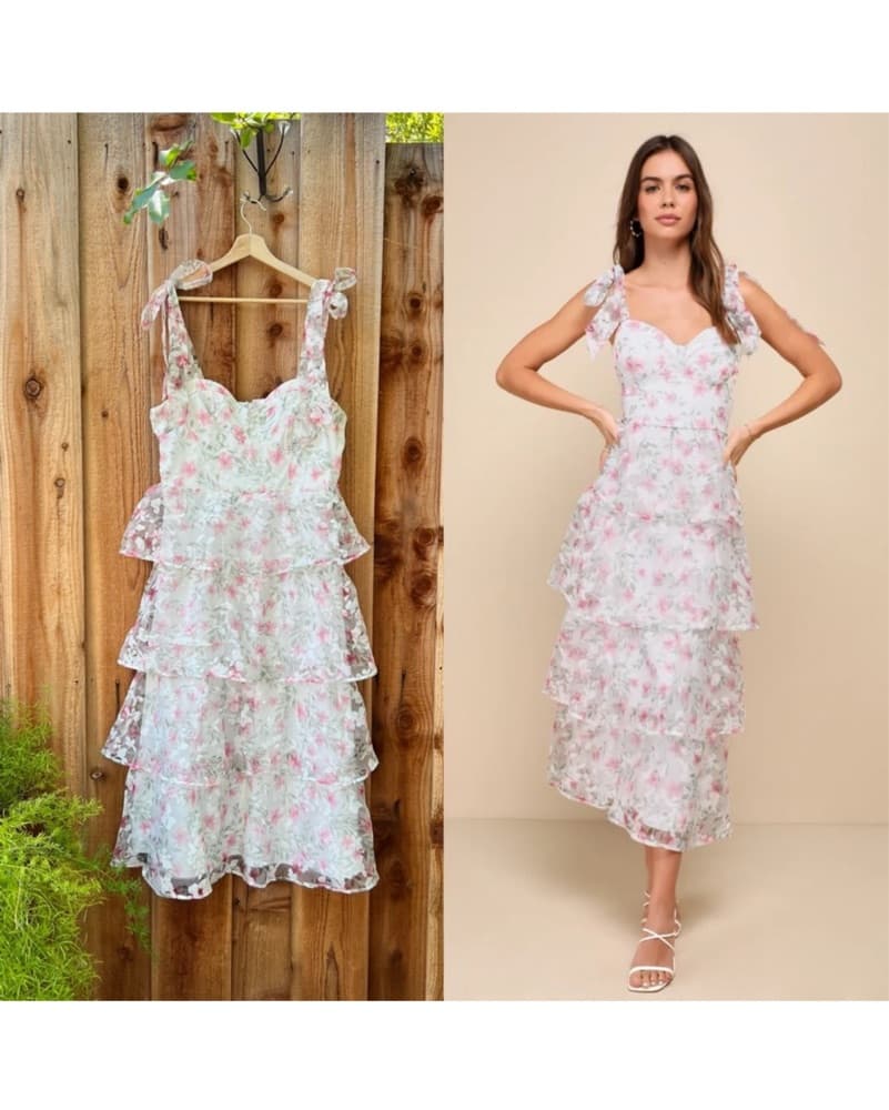 Floral Tiered Ruffle Midi Dress - Image 2