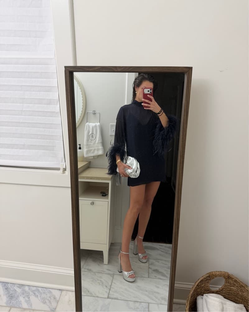 Navy Semitransparent Feather Dress - Image 1