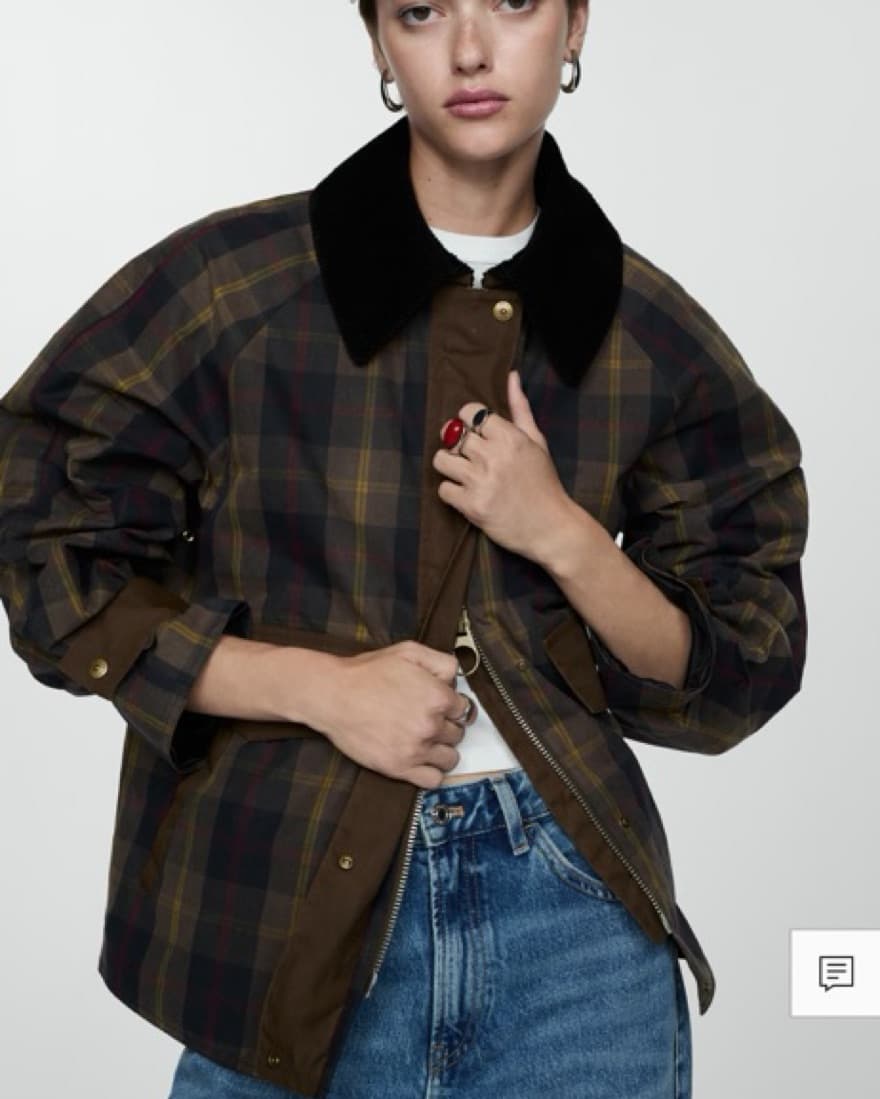 Mango Plaid Check Parka  - Image 1