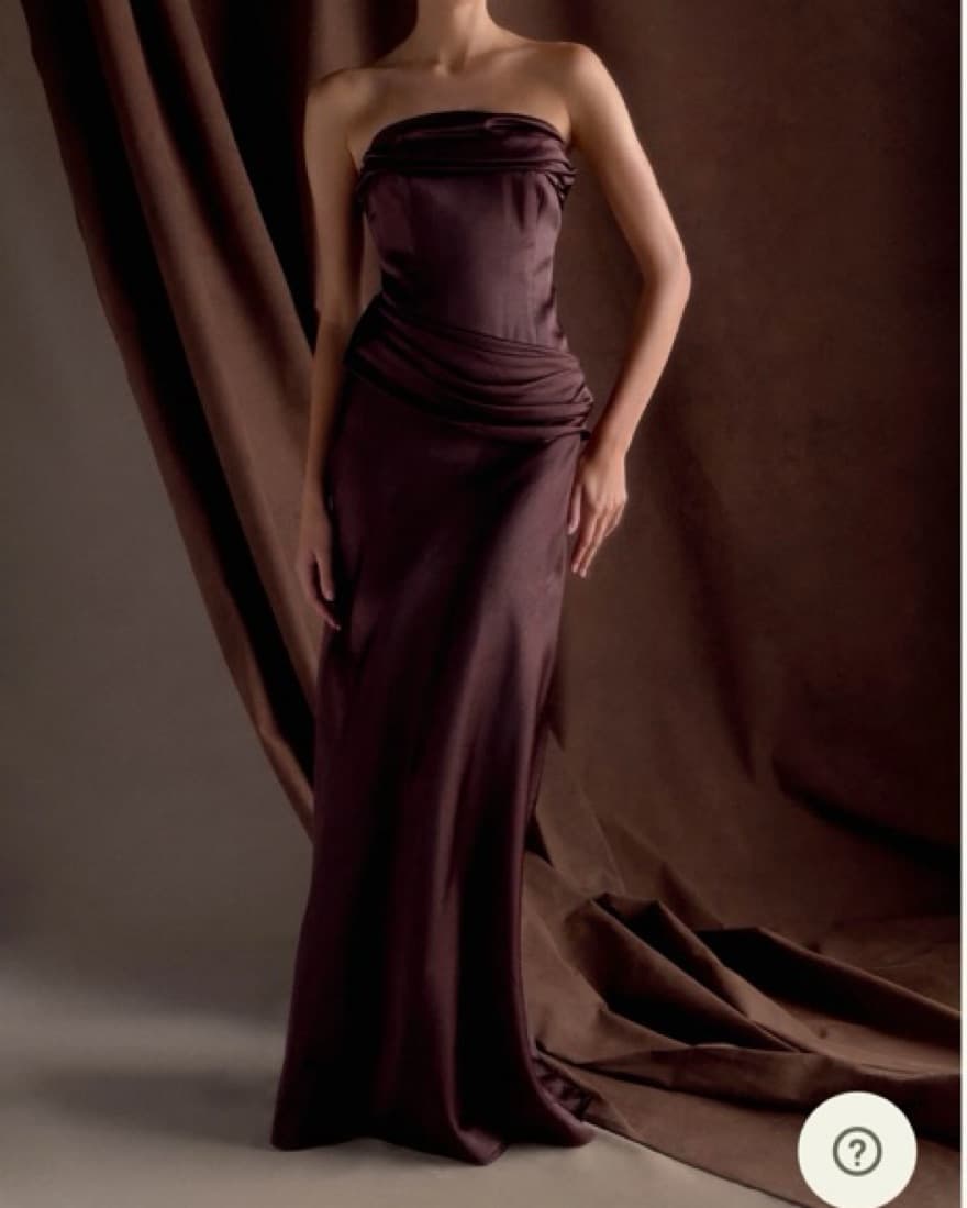 Elegant Brown Satin Gown - Image 1