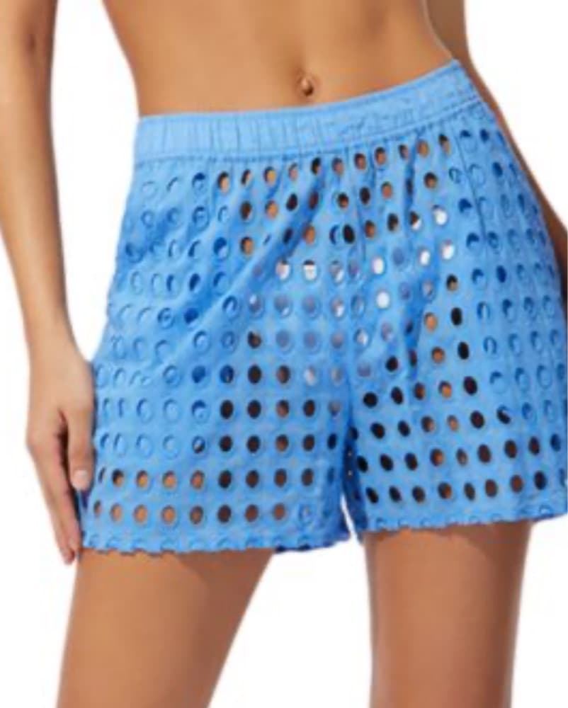 Solid And Striped Eyelet Shorts - Image 1