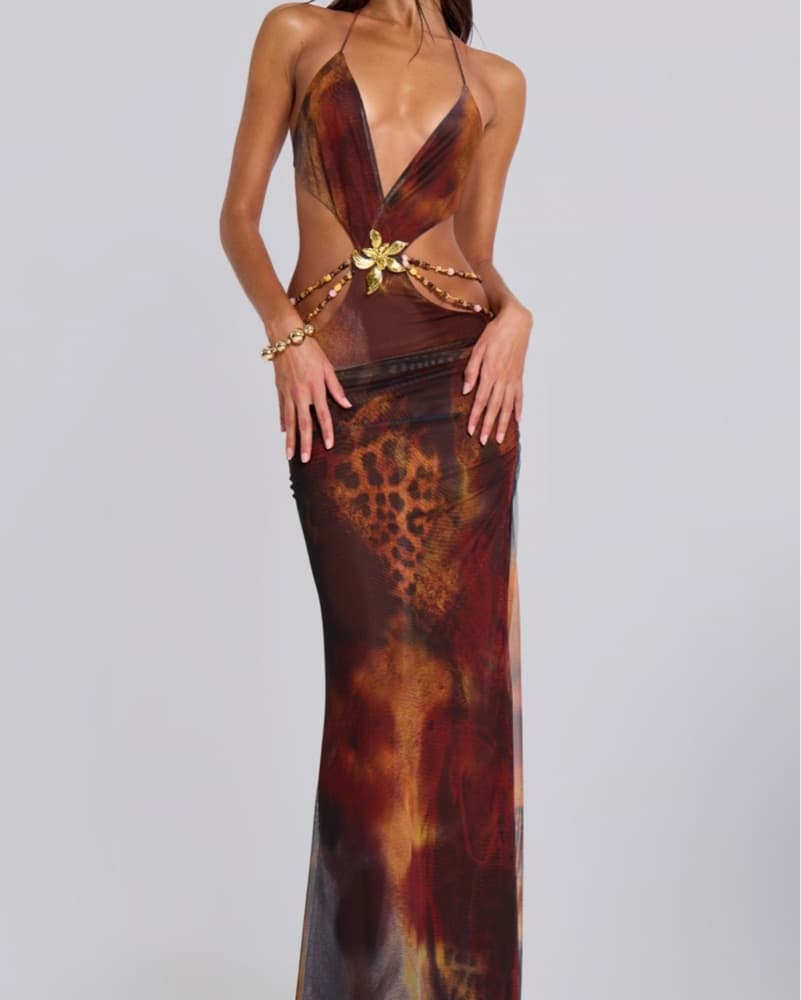Vida Backless Maxi Dress in Whiskey - Image 1