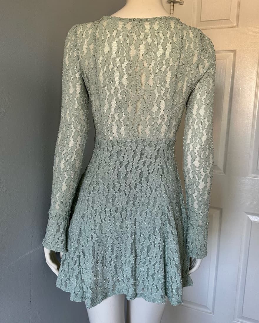 Free People Mint Green Lace Dress - Image 3