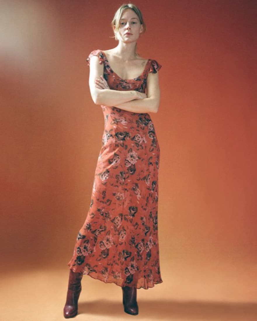 Realisation Lila Silk Dress Red Floral - Image 2