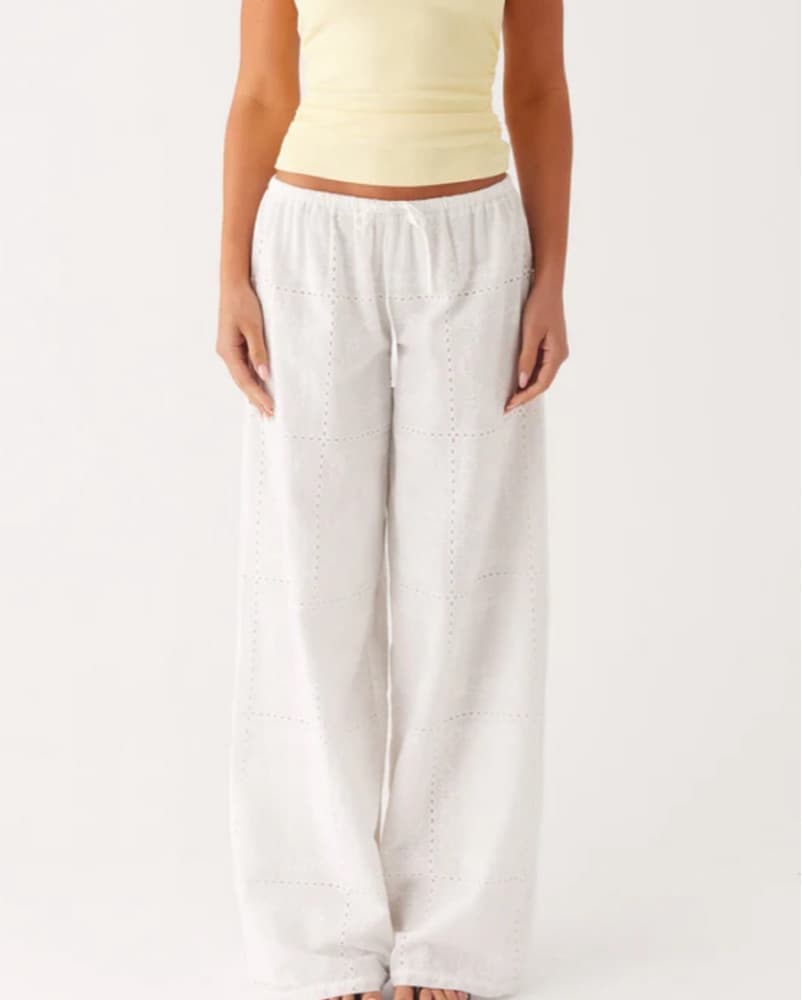 Bille Low Rise Pants - White Linen - Image 1