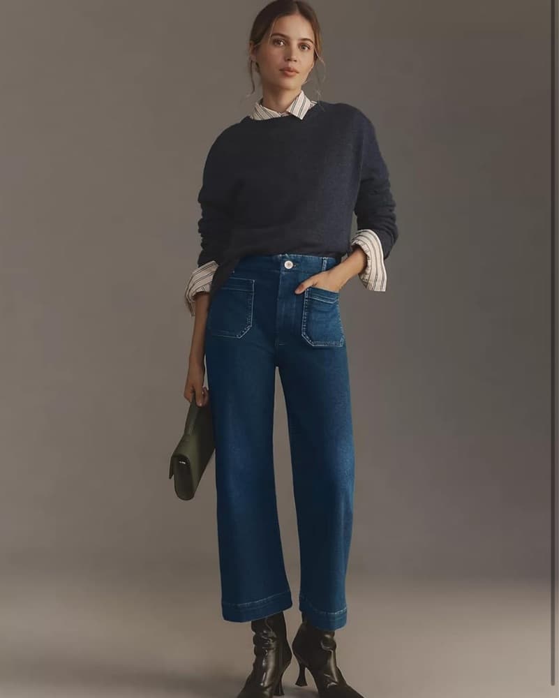 Wide Leg High Waisted Stretchy Jeans - Image 1