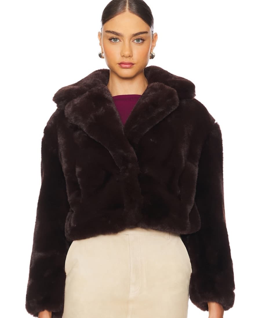 Faux Fur Jacket In Americano Brown - Image 2
