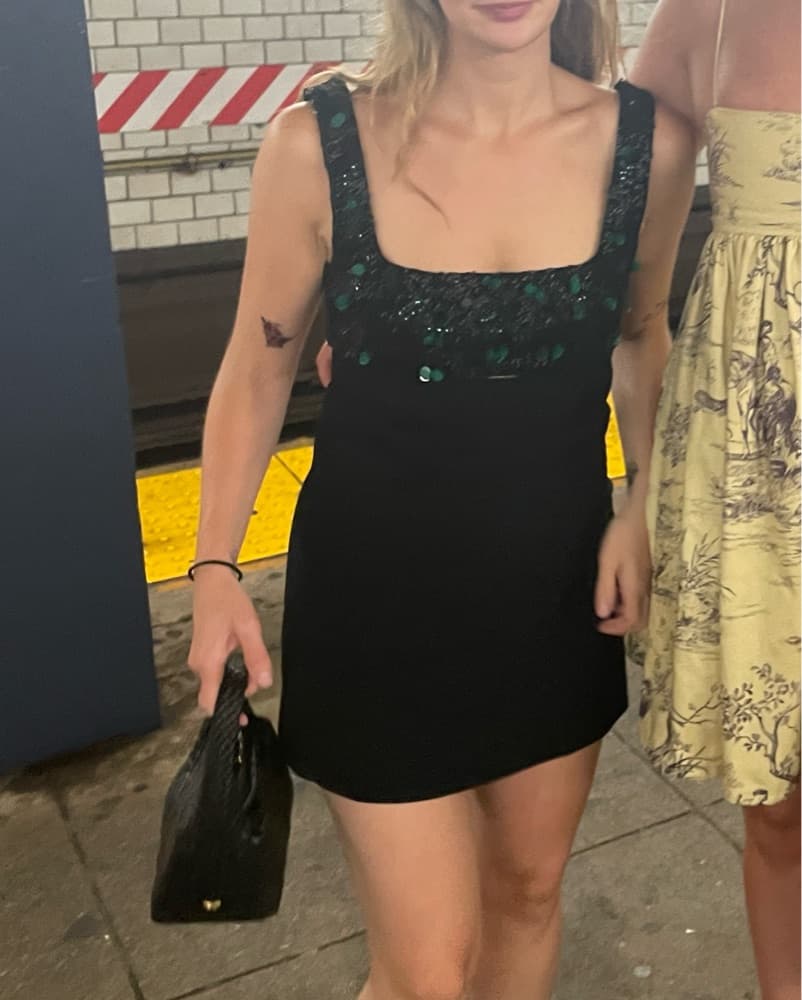 Black And Green Sequin Minidress - Image 2