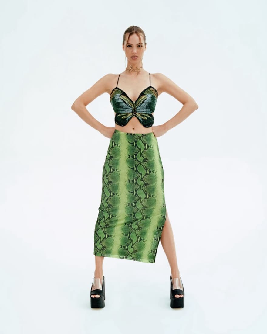 Cult Gaia Green Snake Skirt  - Image 2