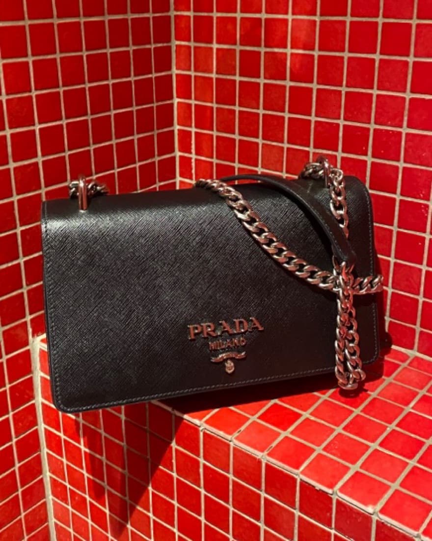 Prada Saffiano Tessuto Chain Shoulder - Image 1