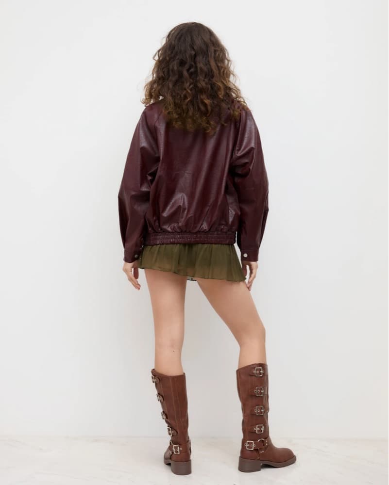 Cider Red Faux Leather Jacket - Image 4
