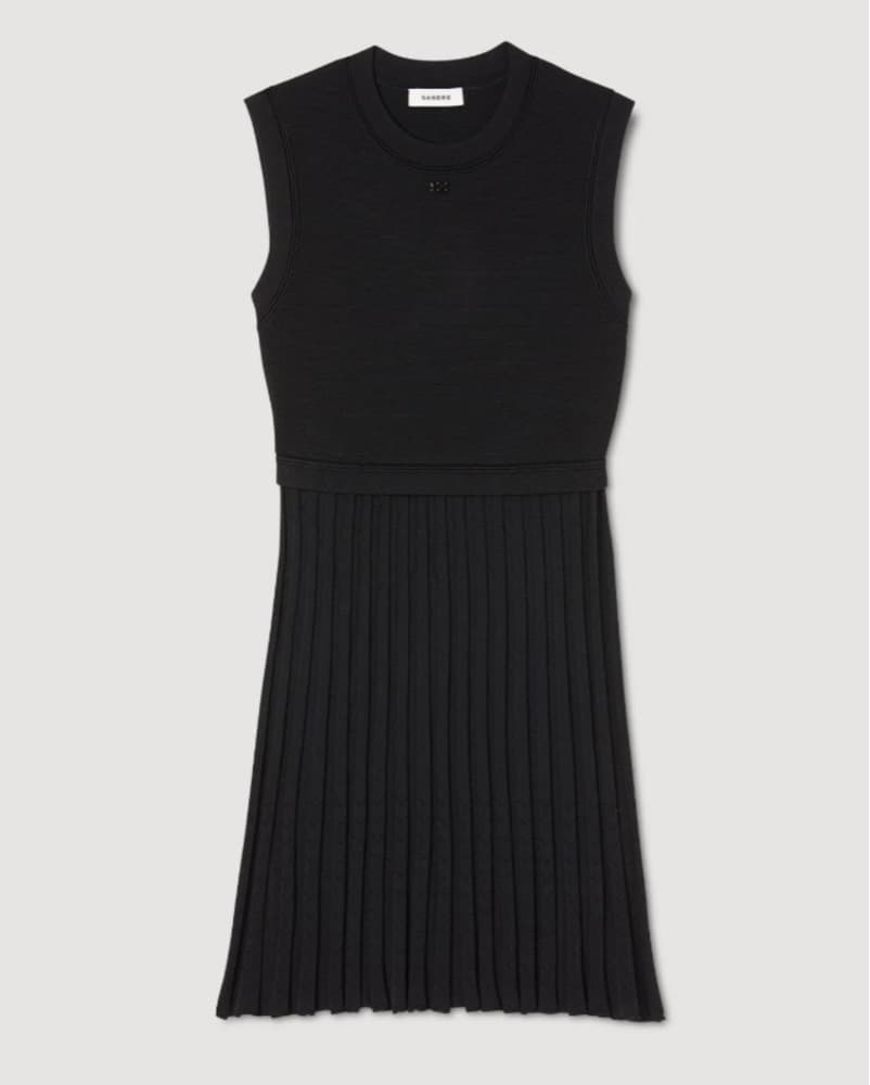 Sandro Black Pleated Dress - Image 1